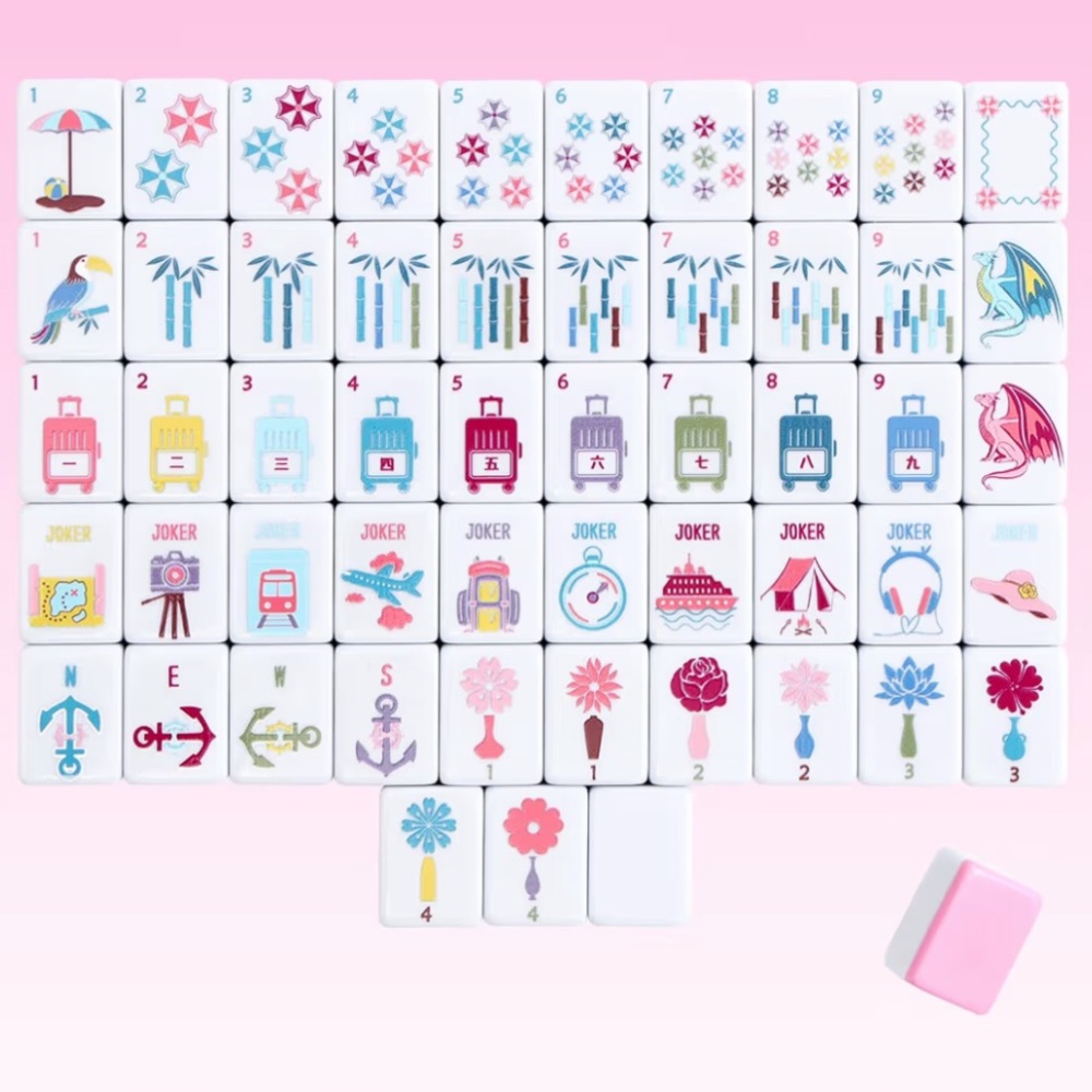 160 Travel Mahjong Set - Pink Accents